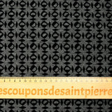 Maille Milano polyester géométrique floqué velours noir fond gris anthracite