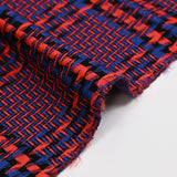 Punto jacquard de poliviscosa pata de gallo coral, negro con fondo azul royal