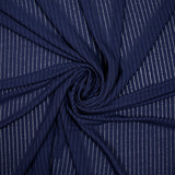 Maille viscose fluide à rayures ajourées bleu marine