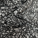 Crepon viscosa lurex rayas cachemira plata fondo negro