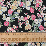 Satin de polyester japonisant fond noir