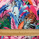 Jersey de polyester imprimé jungle multicolore fond noir