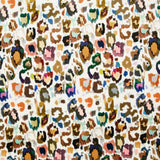 Jersey de terciopelo de manga corta con estampado de leopardo multicolor y fondo blanco