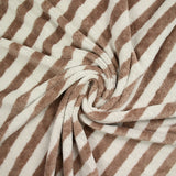 Tissu éponge bambou rayure taupe et blanc cassé vendu au mètre