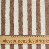 Tissu éponge bambou rayure taupe et blanc cassé vendu au mètre