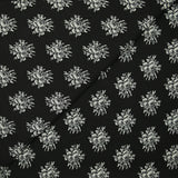 Jersey de viscose imprimé médaillon de fleurs grises fond noir