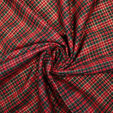 Coton tissé-teint mini tartan vert et lurex doré fond rouge