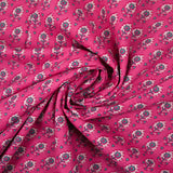 Indian cotton printed Sati turquoise and white pink background