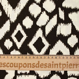 Maille de polyester imprimée ikat marron fond écru