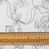 Polycoton froissé et brodé fleurs noir