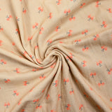 Double gauze printed butterfly beige background