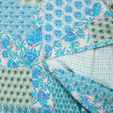 Simple blue cashmere patchwork printed gauze
