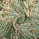 Jersey de polyester floqué et imprimé patchwork vert