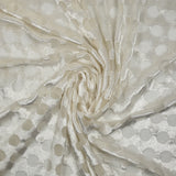 Maille velours dévorée pois fond blanc
