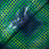 Velours de polyester Lurex imprimé petit pois bleu fond vert