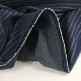 Jean’s coton extensible à rayures tissées fond bleu marine