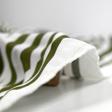 Crêpe viscose imprimé bicolore rayé blanc fond kaki