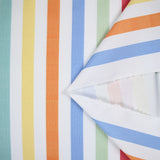 Coton imprimé rayure multicolore fond blanc