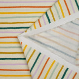 Algodón estampado de rayas multicolor con fondo crudo
