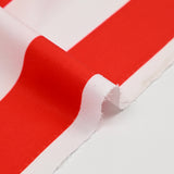 Satin de coton imprimé rayure rouge fond blanc