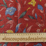 Jacquard polyester lamé champêtre fond rouge
