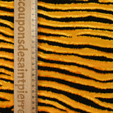 Maille velours et lurex tigre noir fond jaune orangé