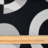 Viscosa estampada círculo gris fondo negro