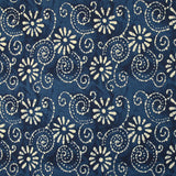 Coton batik imprimé Udaipur fond marine