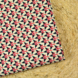 Coton et viscose imprimé graphique rouge fond écru