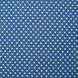 Coton imprimé coeur 5mm bleu jean