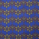 Coton imprimé ethnique Holten marron fond bleu roi
