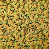 Coton imprimé fleurs de cerisier jaune fond marron

