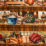 Coton imprimé Saloon fond bois