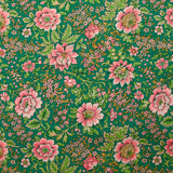 Coton liberty ® Vine Garden rose fond vert au mètre