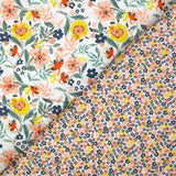 Coton matelassé double face Mayla fleurs saumon fond blanc au mètre