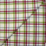 Coton tissé-teint Rowan magenta et vert pomme fond blanc