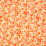 Crépon viscose fleur corail fond jaune