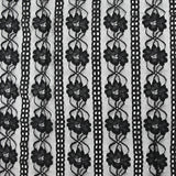 Dentelle polyester bande florale noir