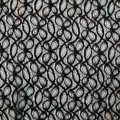 Dentelle polyester fleurs dorées brodées lurex noir