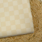 Jacquard de laine mélangée damier écru et crème