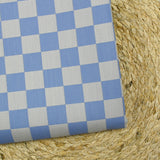 Jacquard de laine mélangée damier gris et bleu
