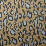Jacquard de polyester peigné léopard bleu fond beige