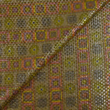 Jacquard polyester lamé frise de vinyls fond beige