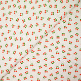 Jersey pointelle coton imprimé cerise fond blanc cassé
