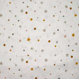 Jersey tout doux imprimé pois et étoiles fond blanc cassé
