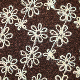 Lainage bouclette fantaisie florale multicolore fond marron