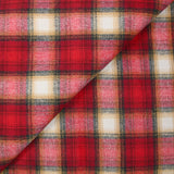 Laine mélangée carreaux gris, beige et blanc fond rouge