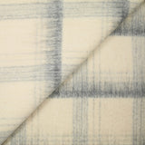 Laine mélangée peignée à carreaux gris bleu fond écru