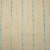 Lin viscose rayure satinée pêche et turquoise fond ficelle