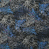 Mousseline imprimée lurex feu d'artifice bleu fond noir